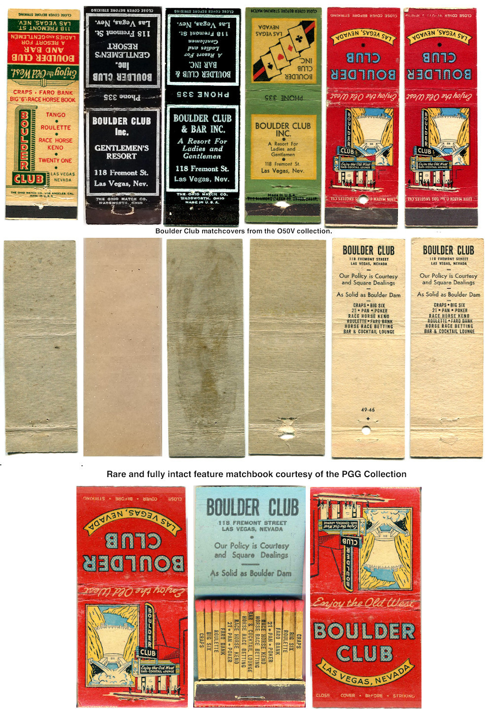 Boulder Club matchcovers